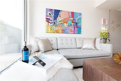Living room beside large windows