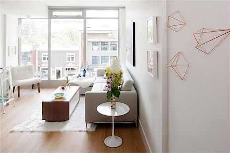 East-facing living and dining space