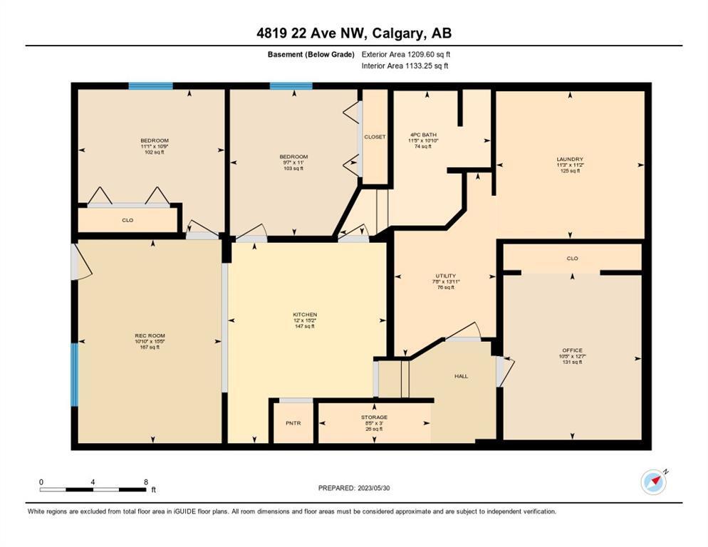 Basement floor plan showing the suite layout