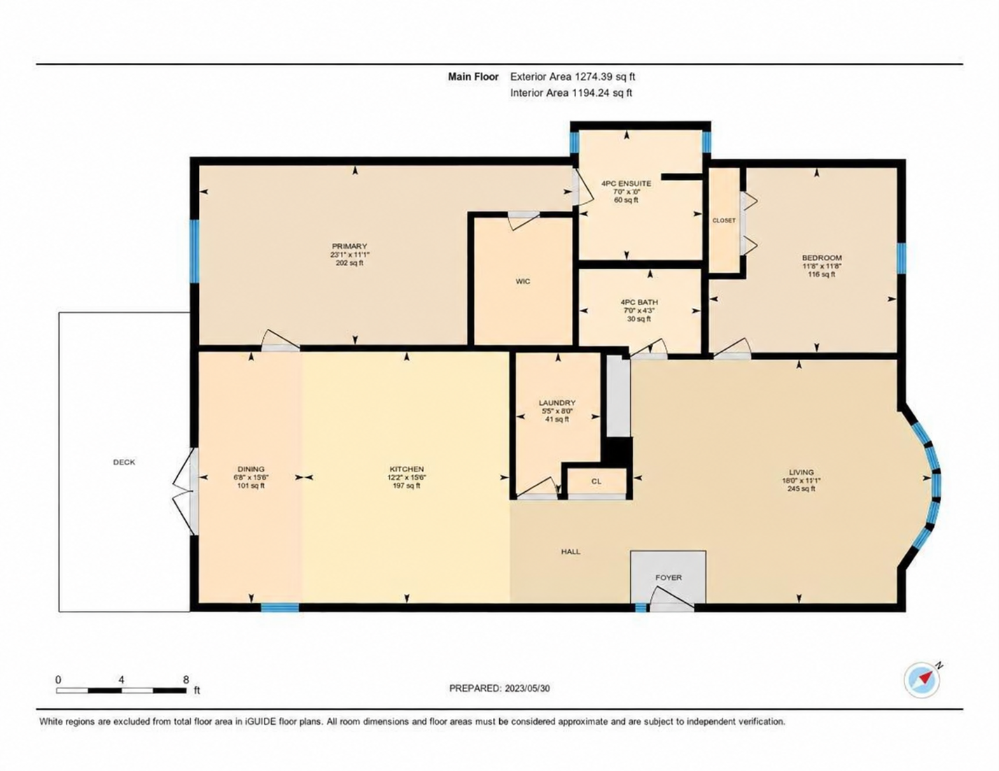 Main-floor plan showing the suite layout